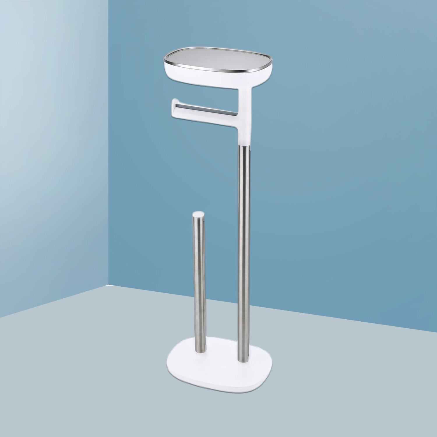 BelliEva Butler Free Standing Toilet Paper Holder with Shelf and Drawer