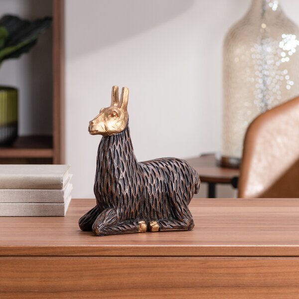 Dakota Fields Napfle Gold Tipped Resin Standing Llama Desktop Animal ...