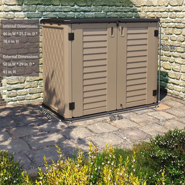 4 ft. 2 in. W x 2 ft. 5 in. D Resin Horizontal Storage Shed, 26 Cubic Feet Tool Shed