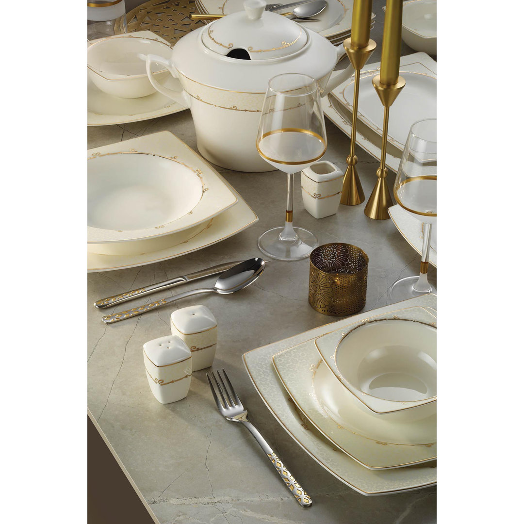 Rosalind Wheeler 62-tlg. Tafelservice Springview aus Bone China für 12 Personen