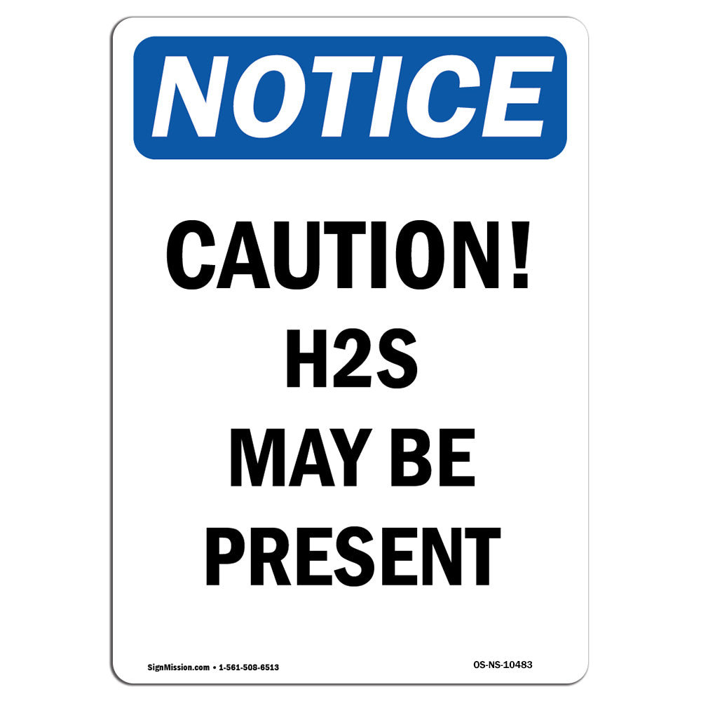 SmartSign Aluminum Caution Sign | "H2S May Be Present Do Not Enter" | 14" X 10" Black On Yellow For Workplace Safety