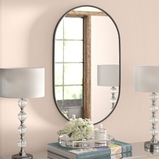 Silver oval wall mounted mirror bevelled bedroom living room hall girly home 