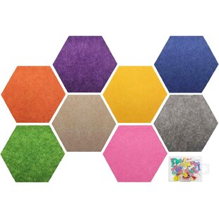 Hexagonal Decorative Tiles in 3 Different Colors 3-Pack Cork Bulletin Boards 