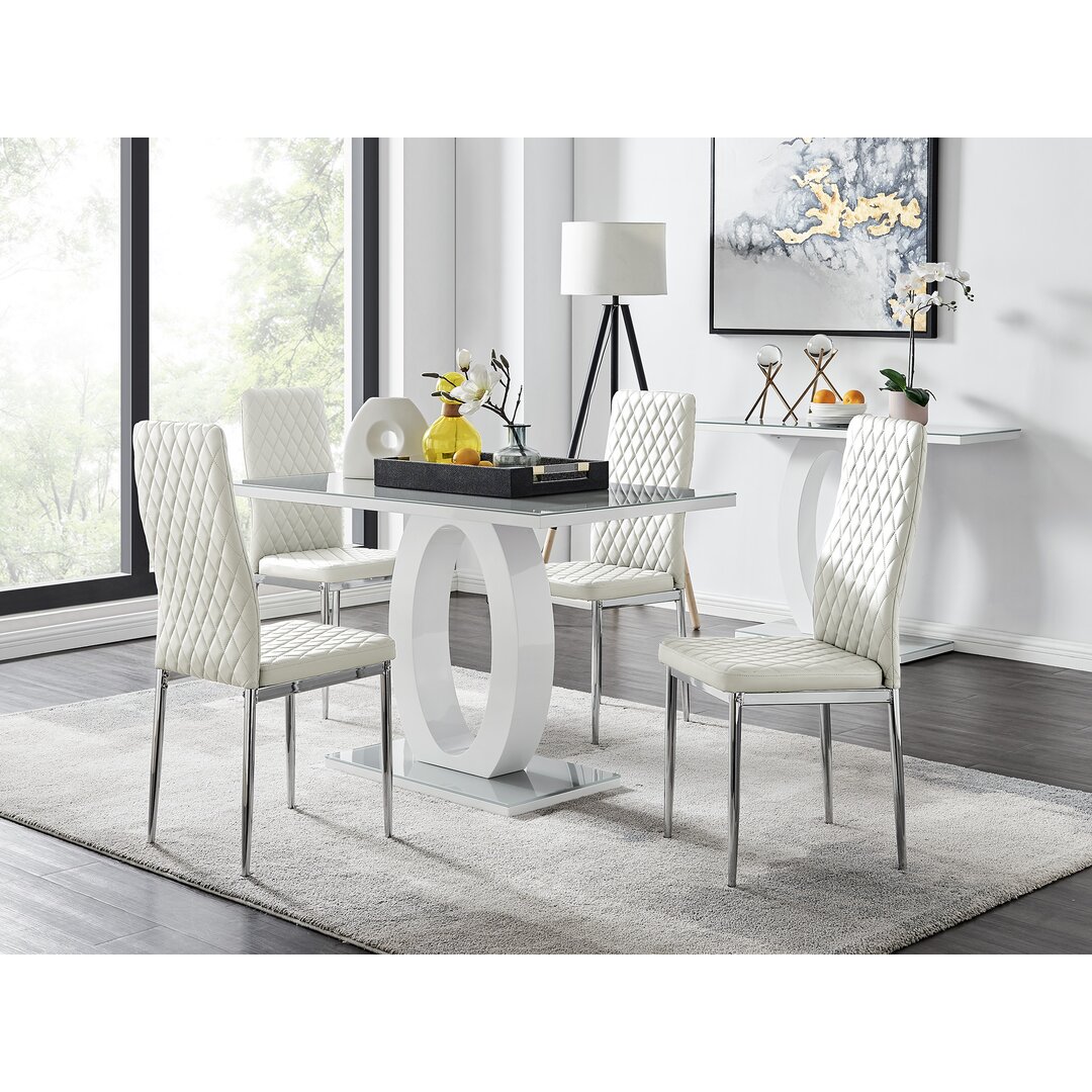 Eubanks Dining Set with 4 Chairs brown,white
