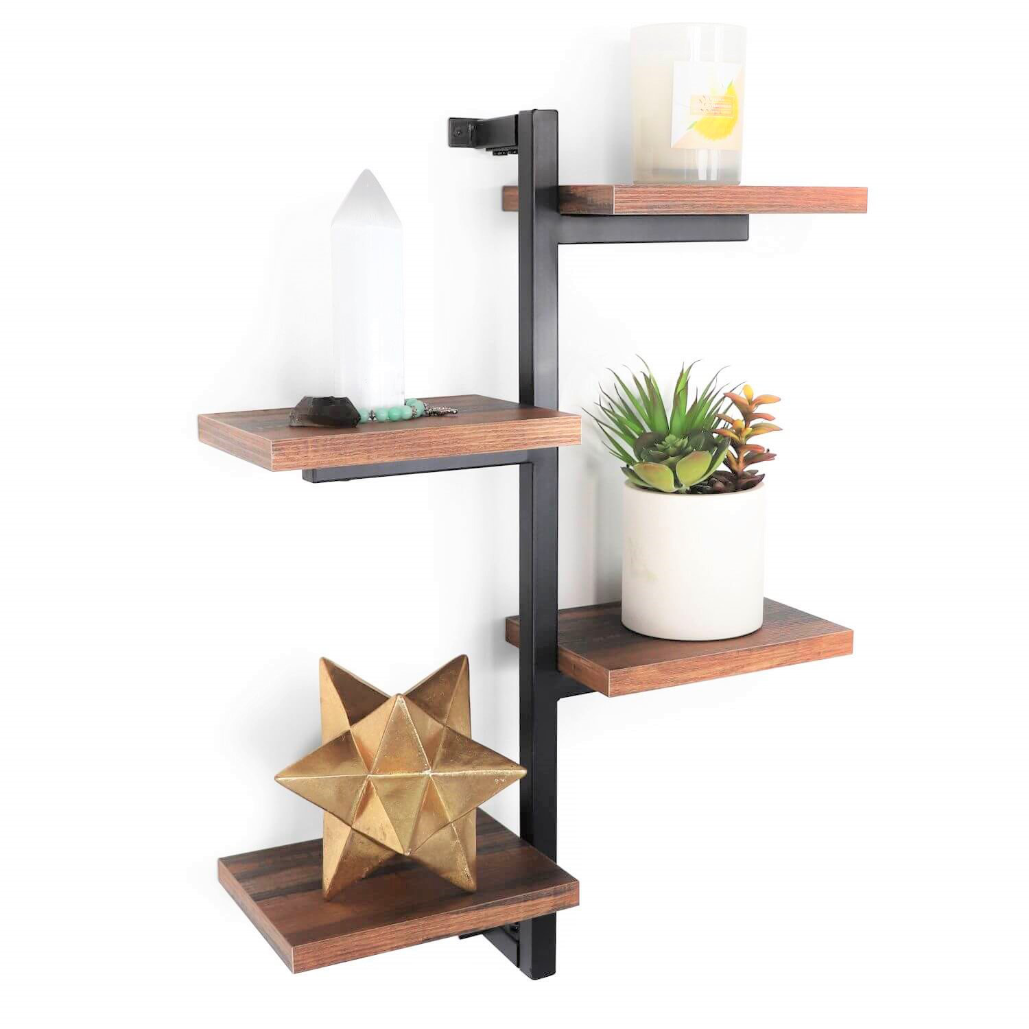 17 Stories Decorative 4Arms Black Metal Frame Display Shelf
