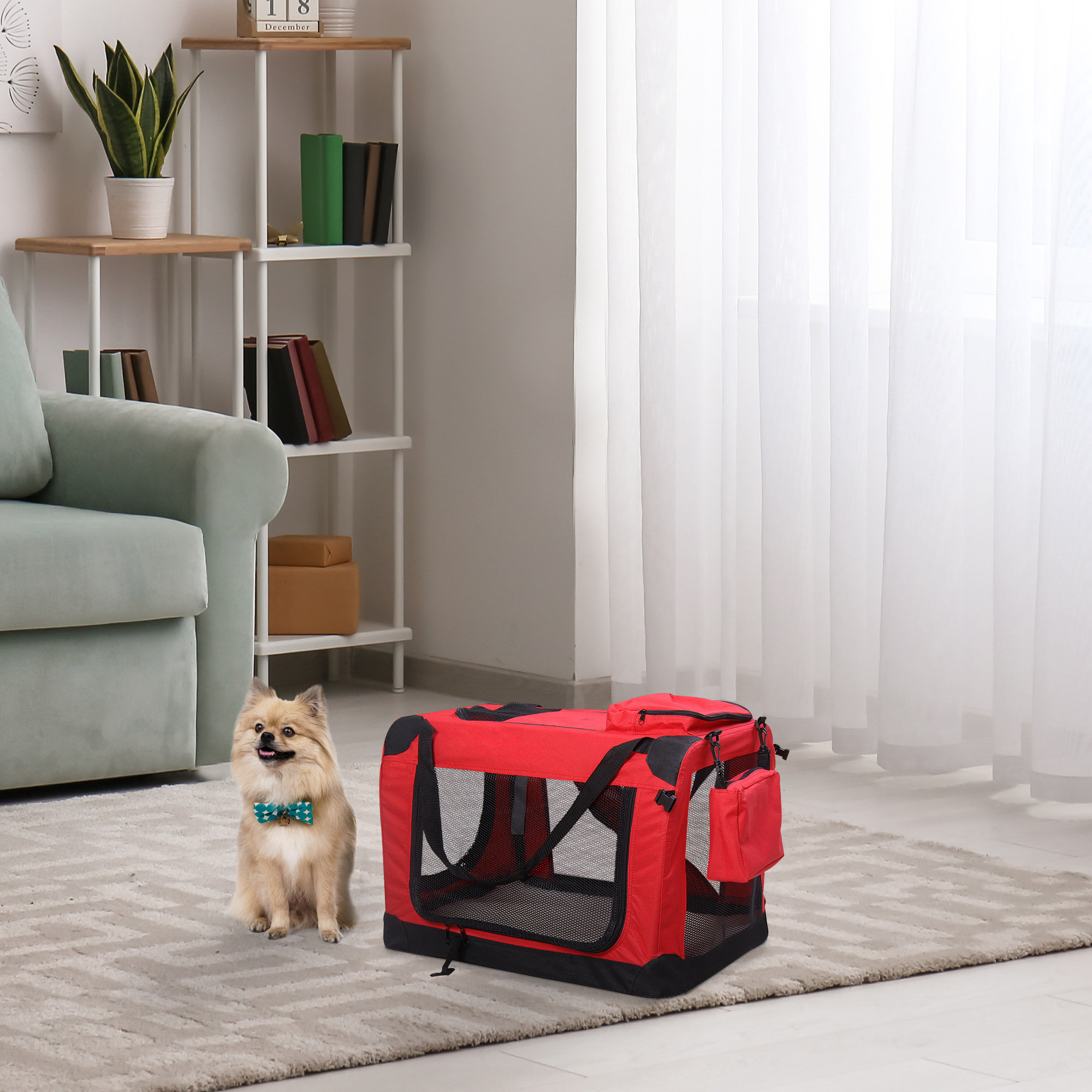 PawHut 39” Soft-Sided Portable Dual Compartment Pet Carrier 