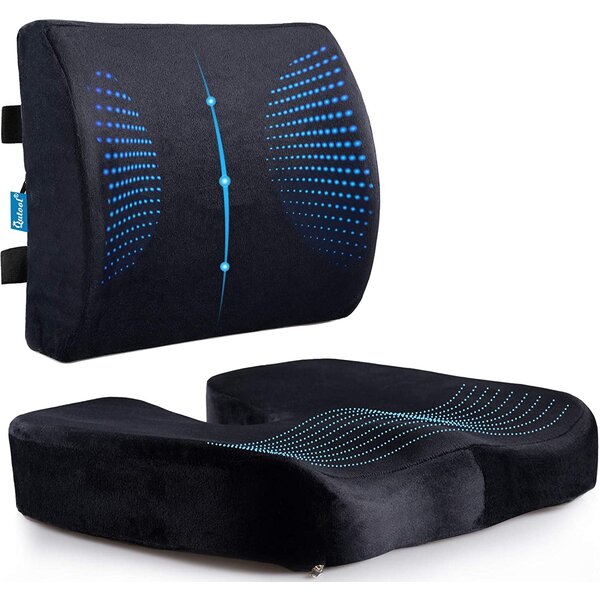 SUPA MODERN Lumbar Support Pillow for Office Chair Memory Foam Back Cushion for Lower Back Pain Relief & SUPA MODERN Gel Seat Cushion Cooling Coxyx Seat Cushions for Pain Relief with Removable Cover