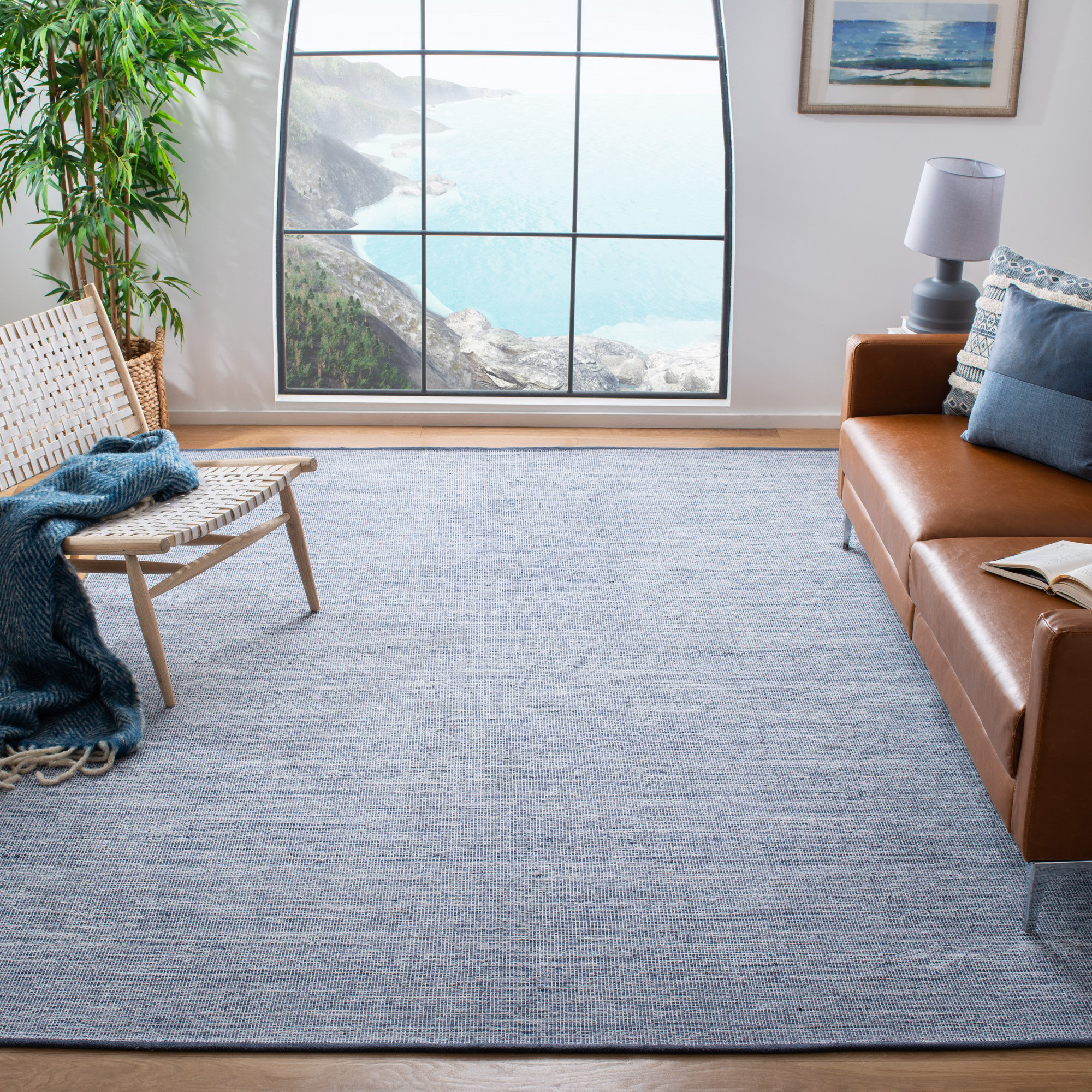 Longshore Tides Dunlap Handmade Flatweave Cotton Navy/Blue Rug