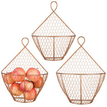 MyGift 9 Inch Copper Metal Chicken Wire Condiment Caddy Basket with Top Handle 