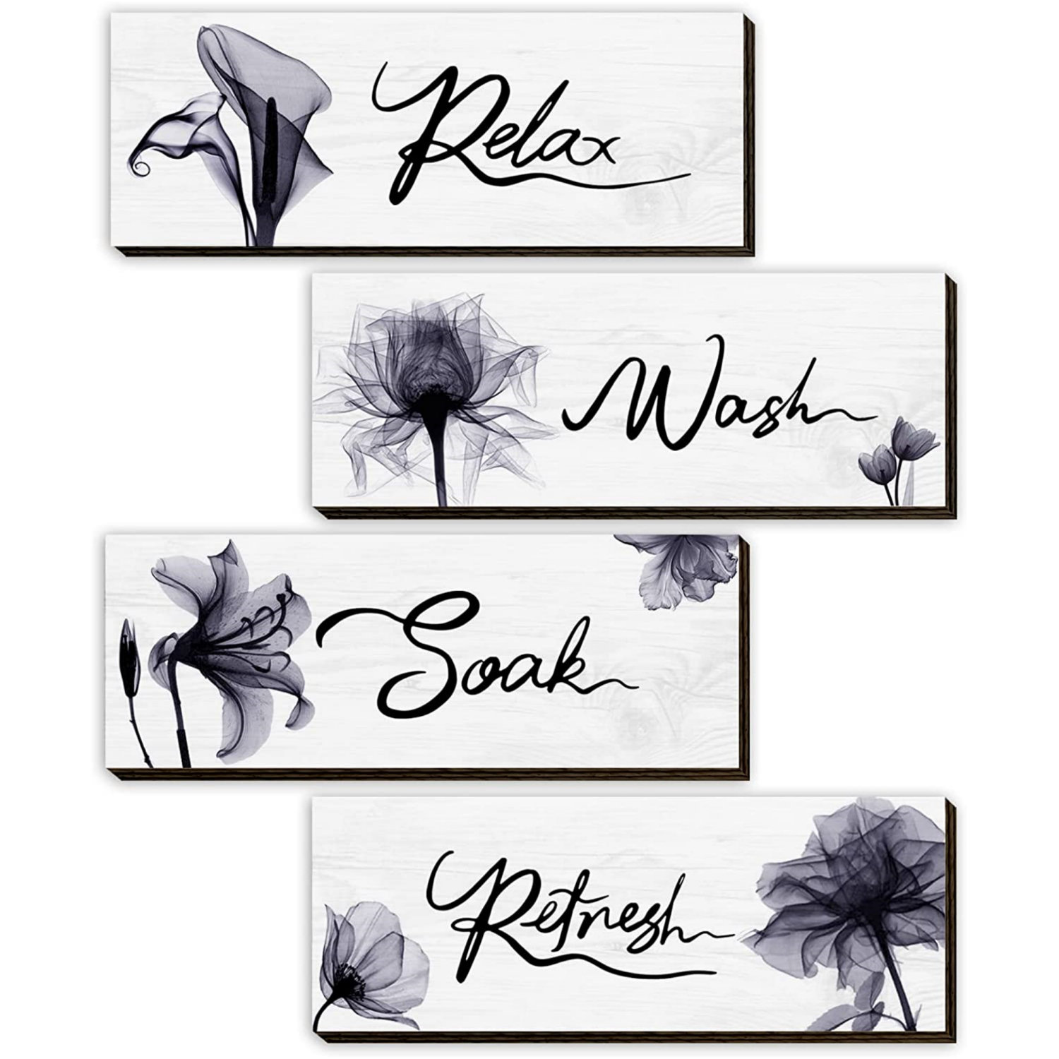 Red Barrel Studio® 4 Piece Bathroom Wooden Wall Décor Set Wayfair