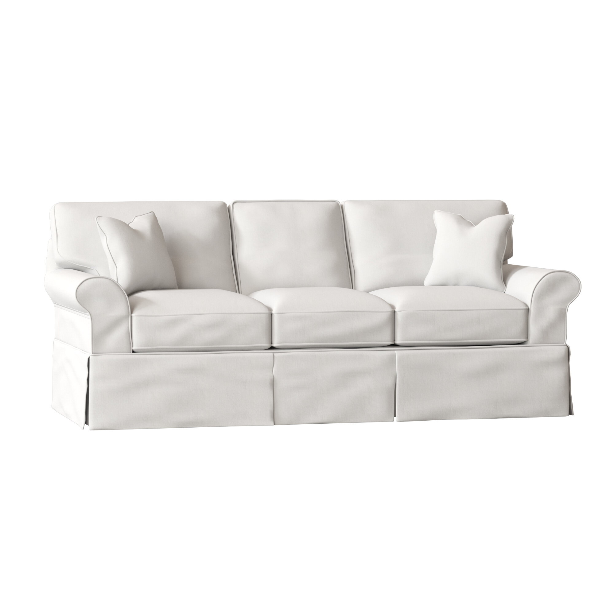 Lurdes 88” Rolled Arm Slipcovered Sofa with Reversible Cushions