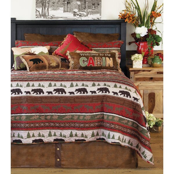 MOOSE Woods 3pc Queen Quilt Set Rustic Country Hunting Cabin Lodge Lake Retreat 