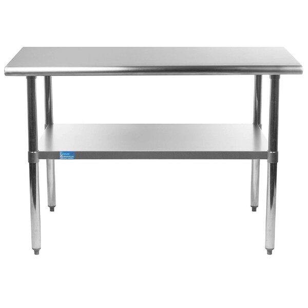 Stainless Steel Double-Deck Commercial Catering Table Flat Workbench Kitchen Top 