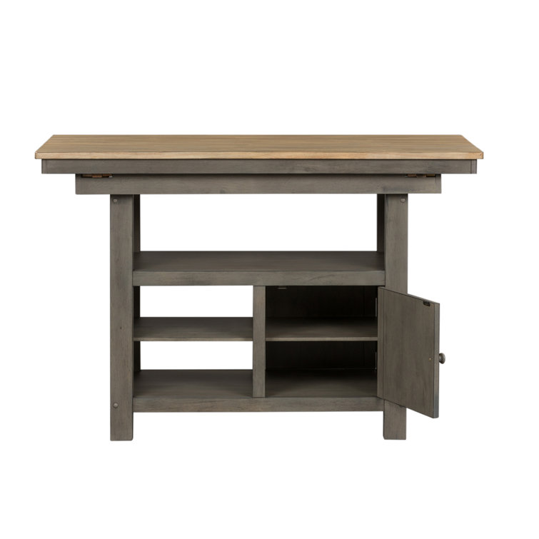 Lindsey Farm 46" Gray and Sandstone Rubberwood Kitchen Island