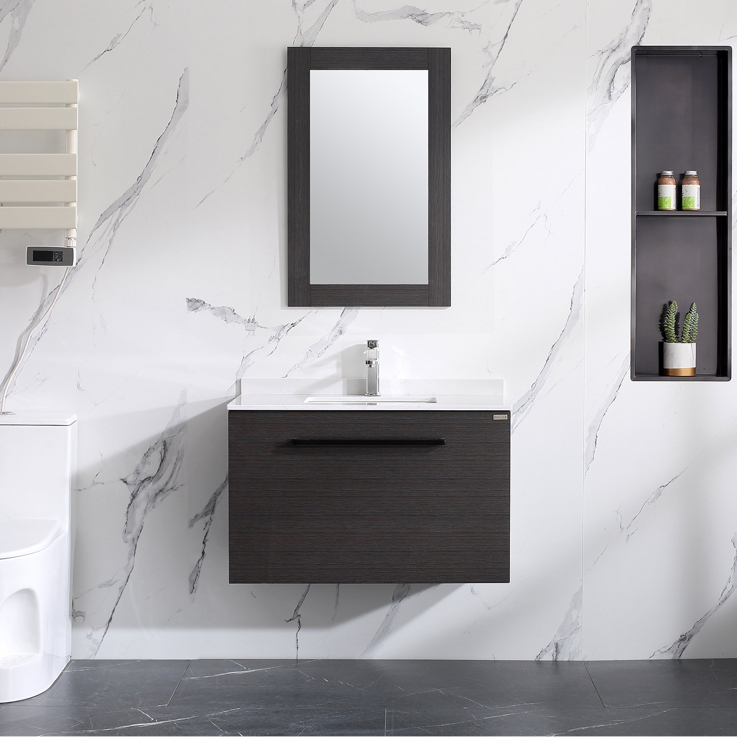 31.89'' Wall Mounted Single Bathroom Vanity with Polymarble