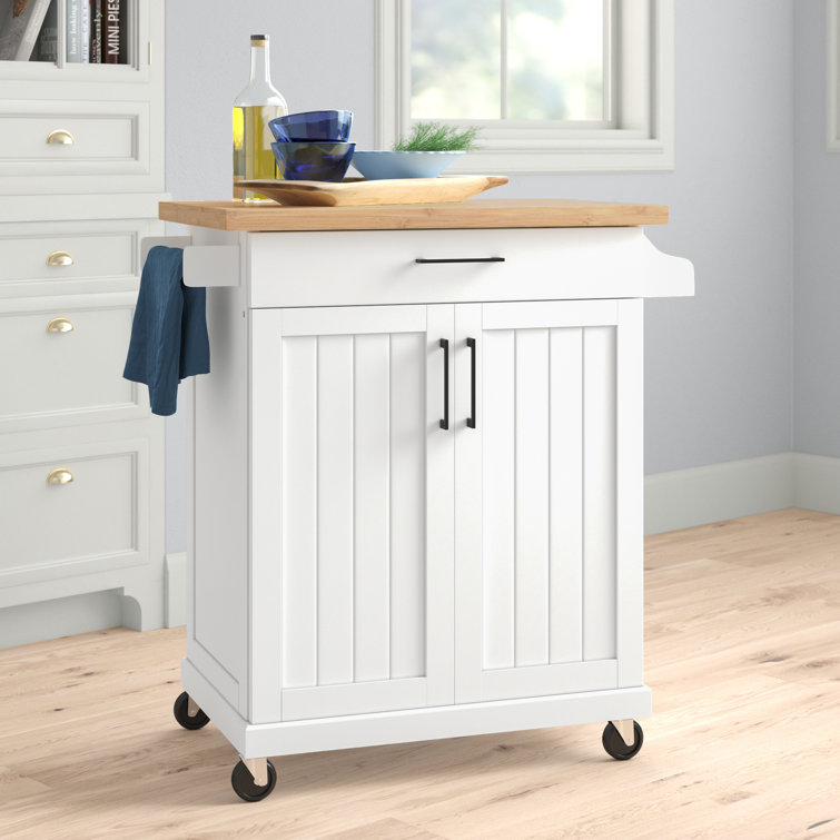 Kissinger 34.5'' Wide Rolling Kitchen Island with Solid Wood Top