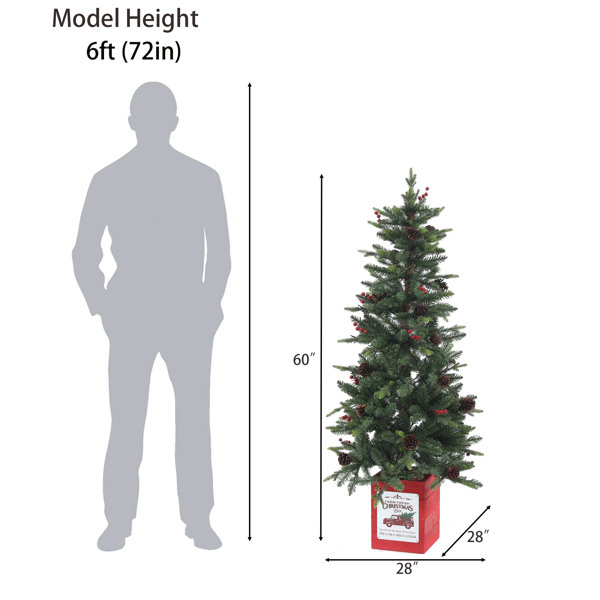 60'' Lighted Artificial Pine Christmas Tree