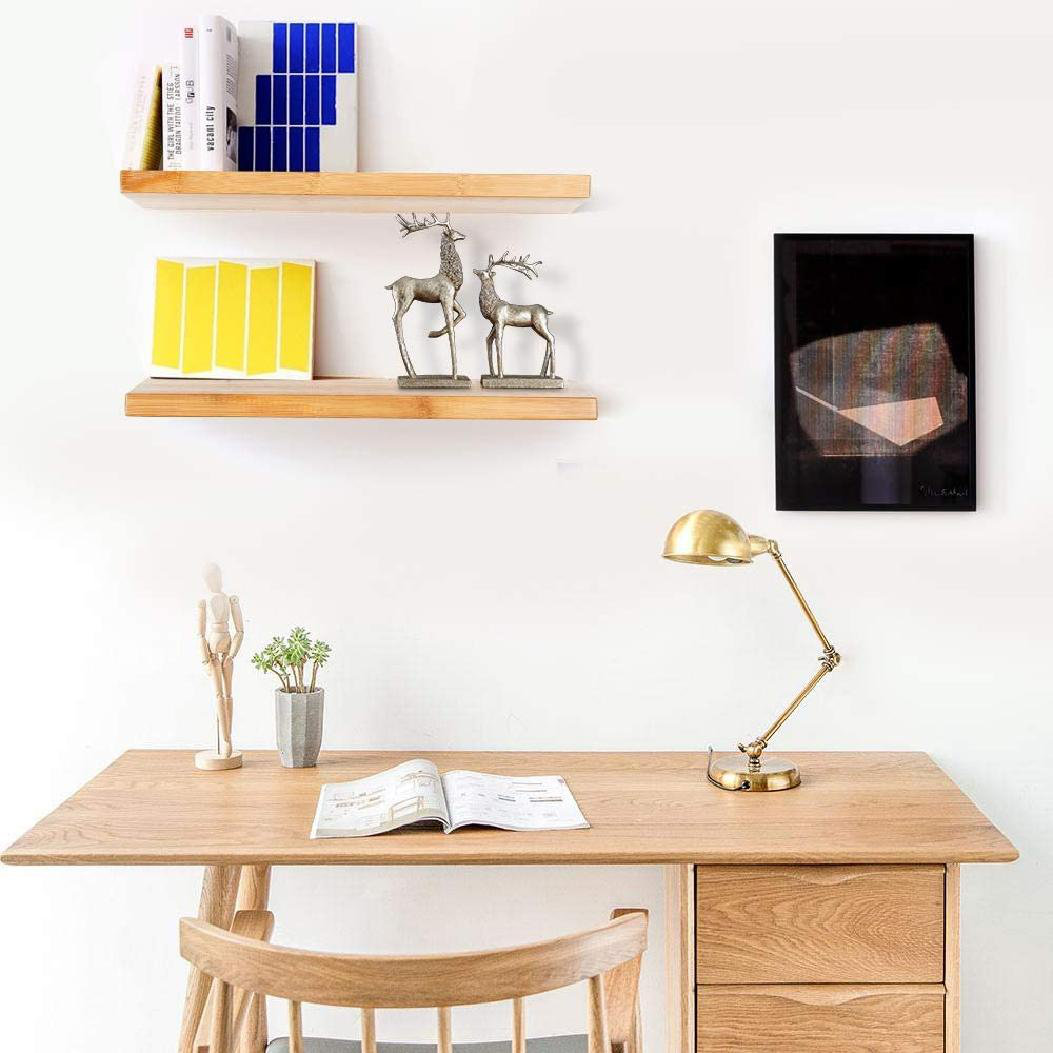 Ebern Designs Floating Shelves Wall Mounted,Natural Bamboo SmallWall