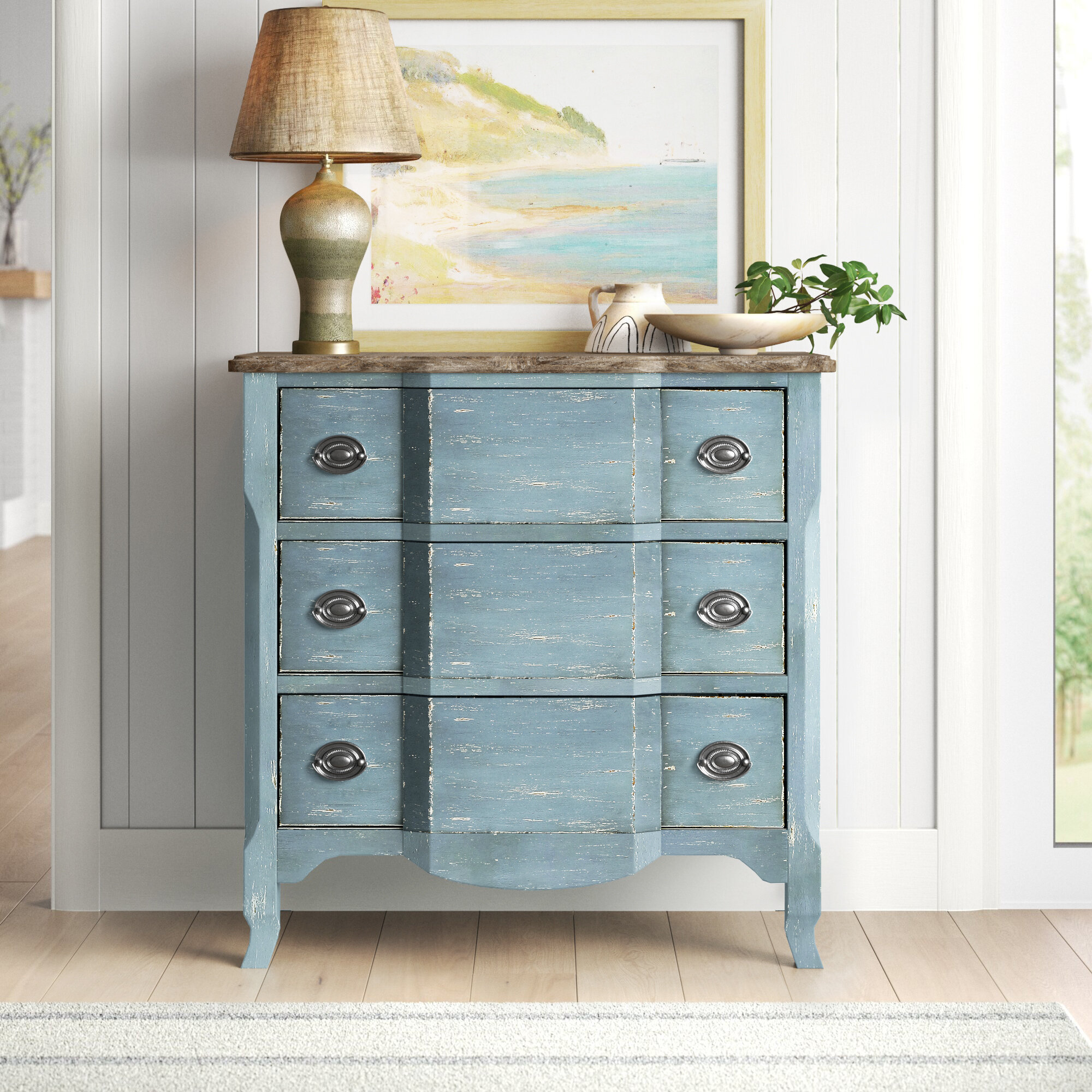 Shabby Chic Storage Trunks in Wood Painted a Soft Grey 