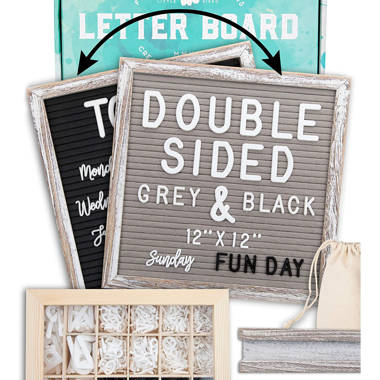 Felt Letter Board Signs with Letters 10x10 Inch Double Sided Grey/Black Felt... 
