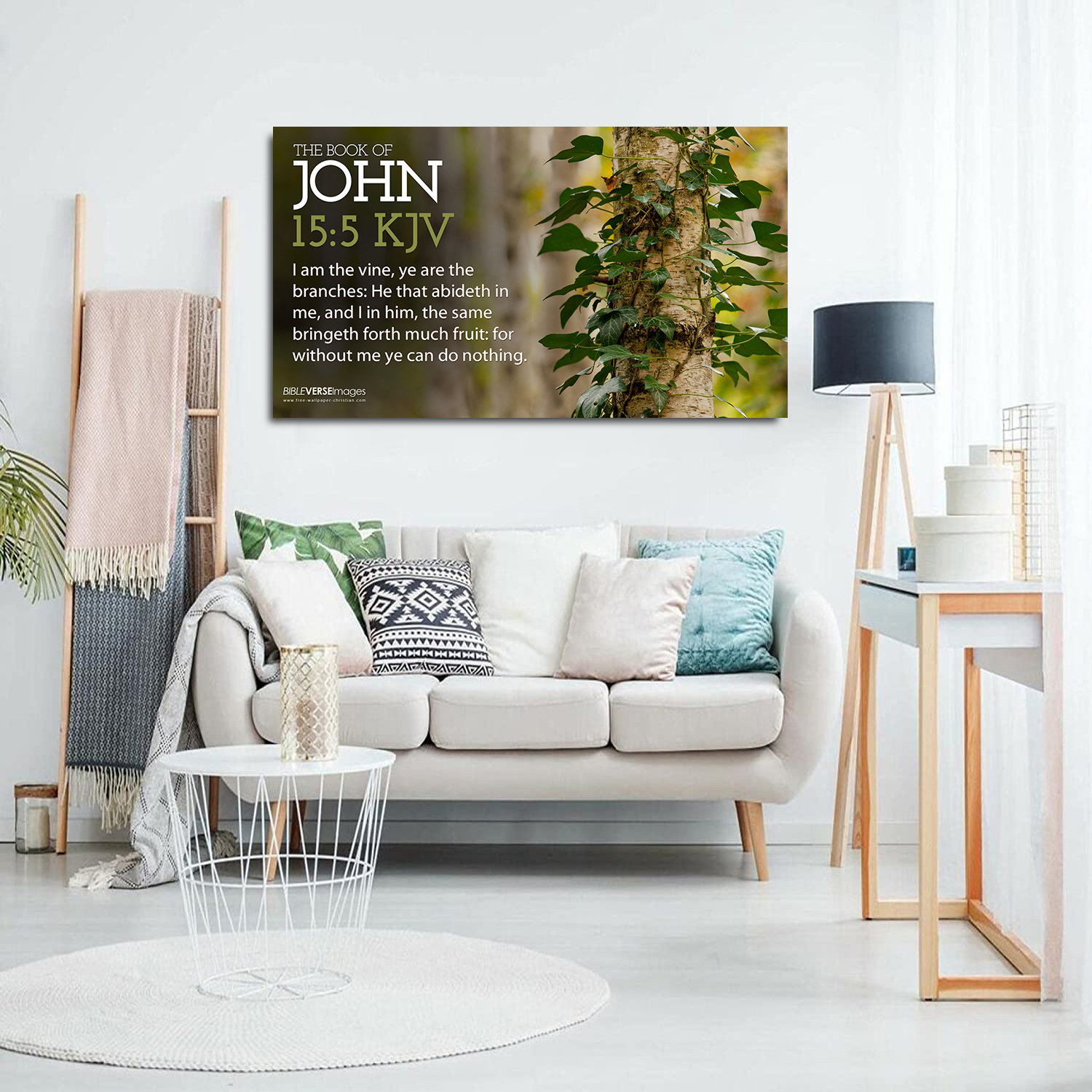 Trinx I Am the Vine Inspirational Christian Artwok Bible Verse Quotes