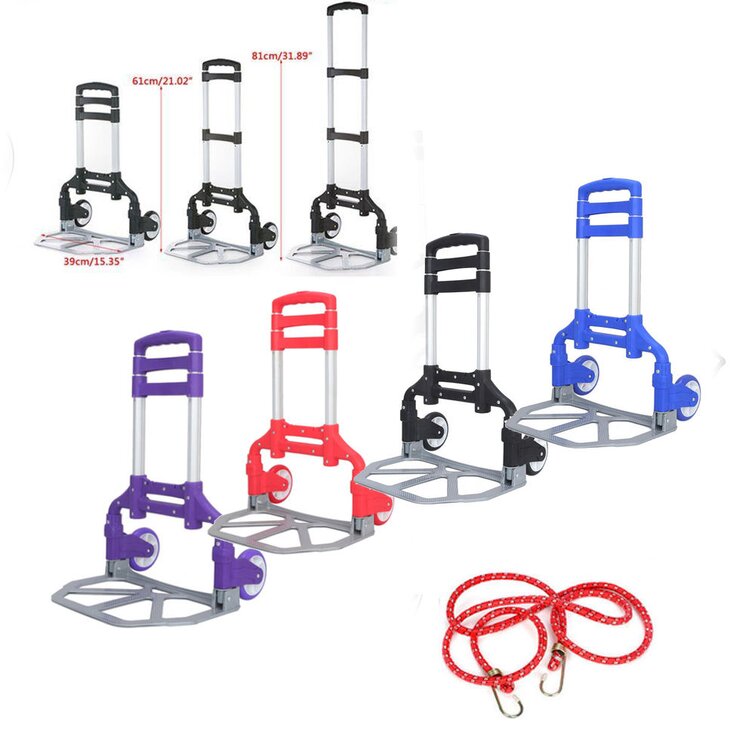 Details about   Ktaxon Folding Trolley Luggage Dolly Cart Height Adjustable Aluminum Collapsible 