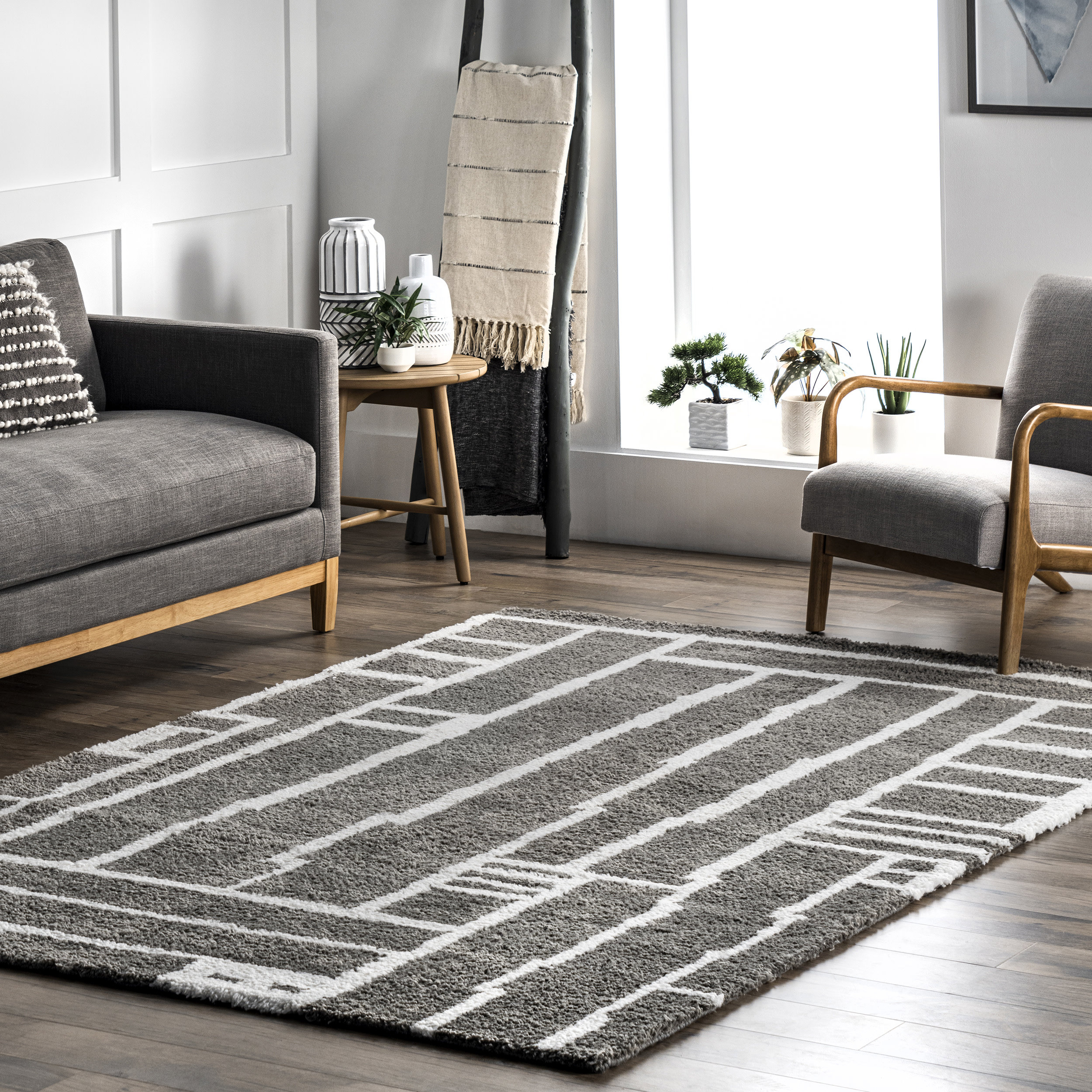 Orren Ellis Rykin Handmade Gray/White Area Rug Wayfair
