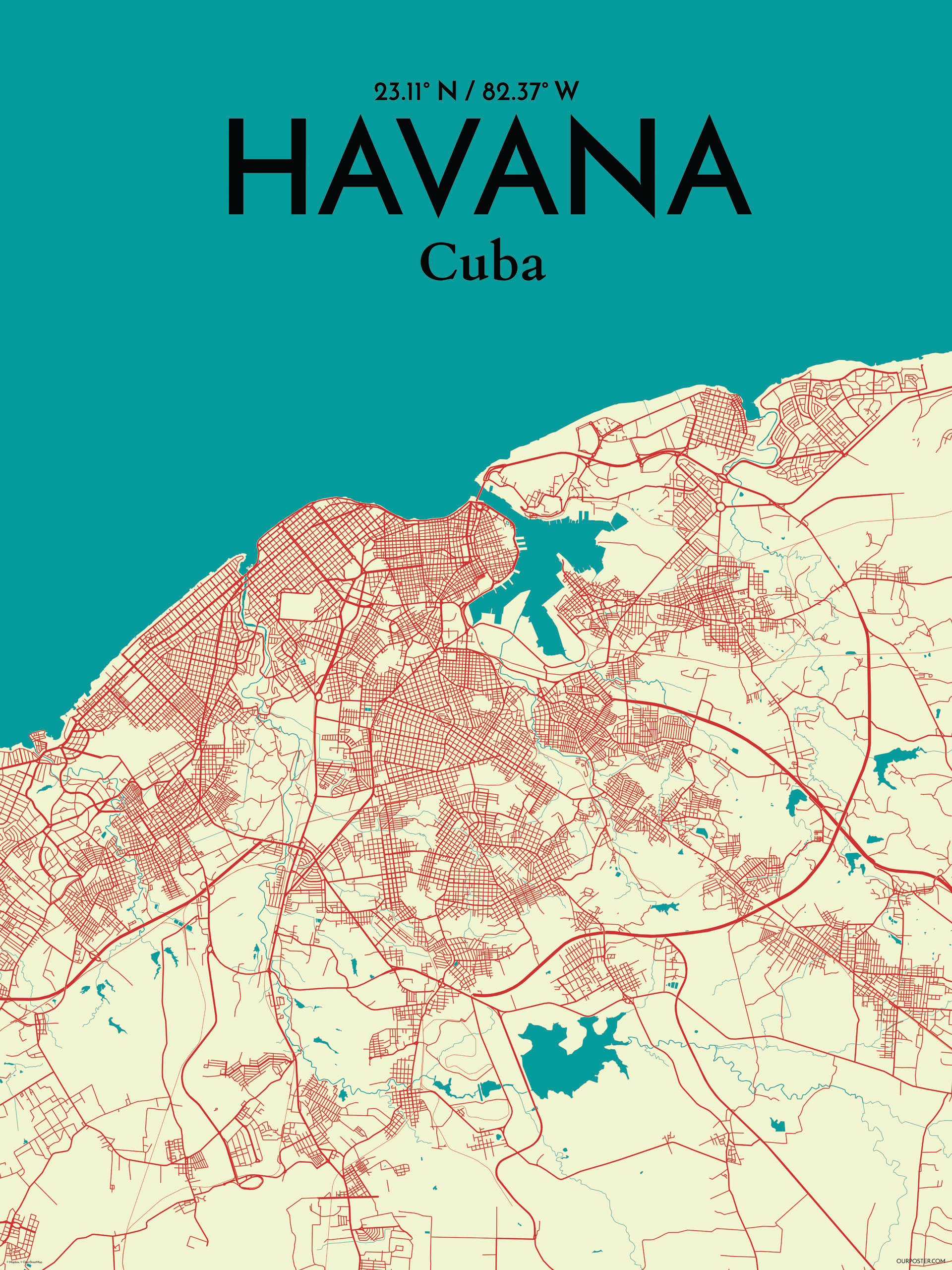 Havana City Map Panoramic Graphic Art Wayfair