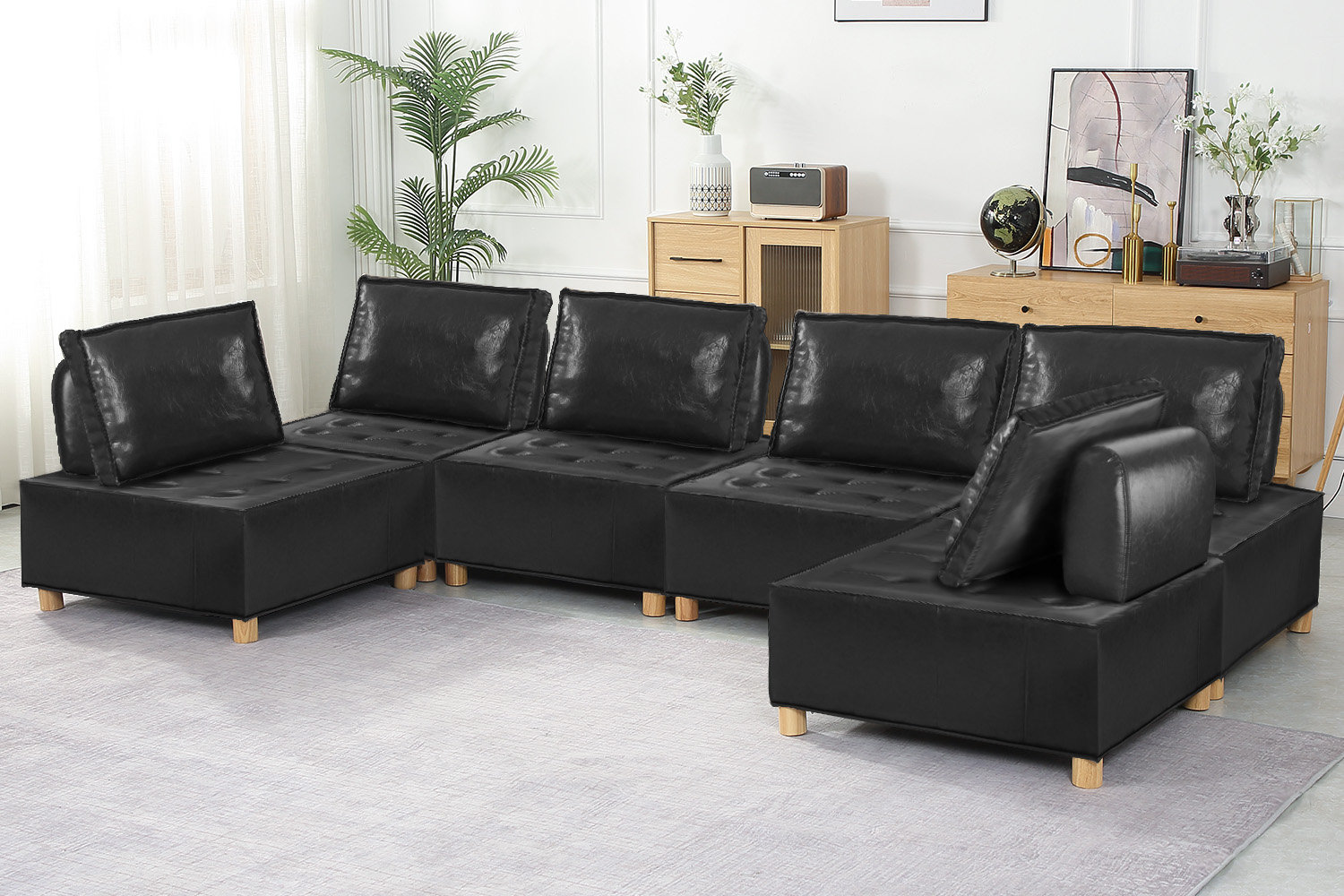 Latitude Run® 6 Piece Vegan Leather Sectional Wayfair