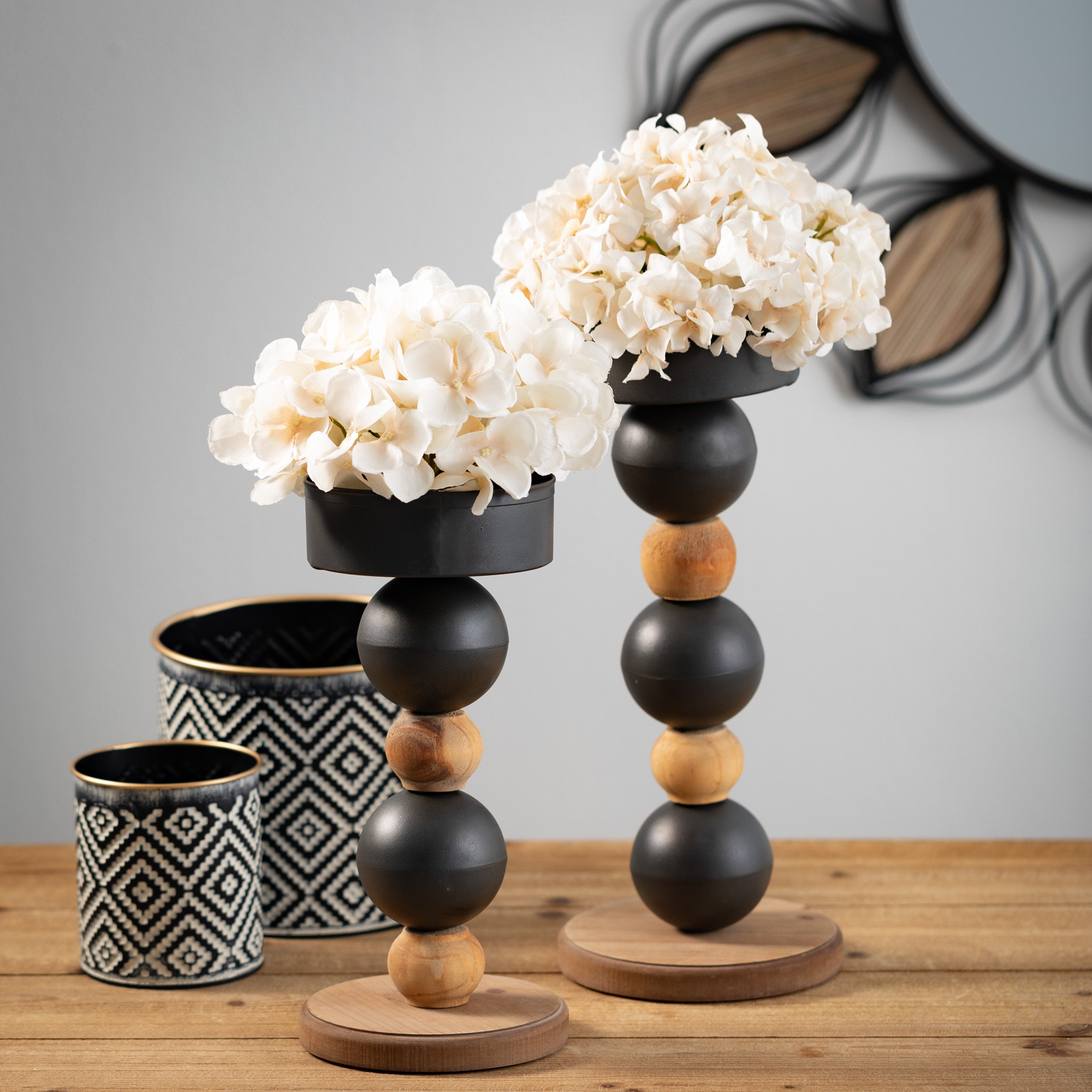 Freeport Park® Mcphail Stacked Sphere Pillar Candle Holders Wayfair