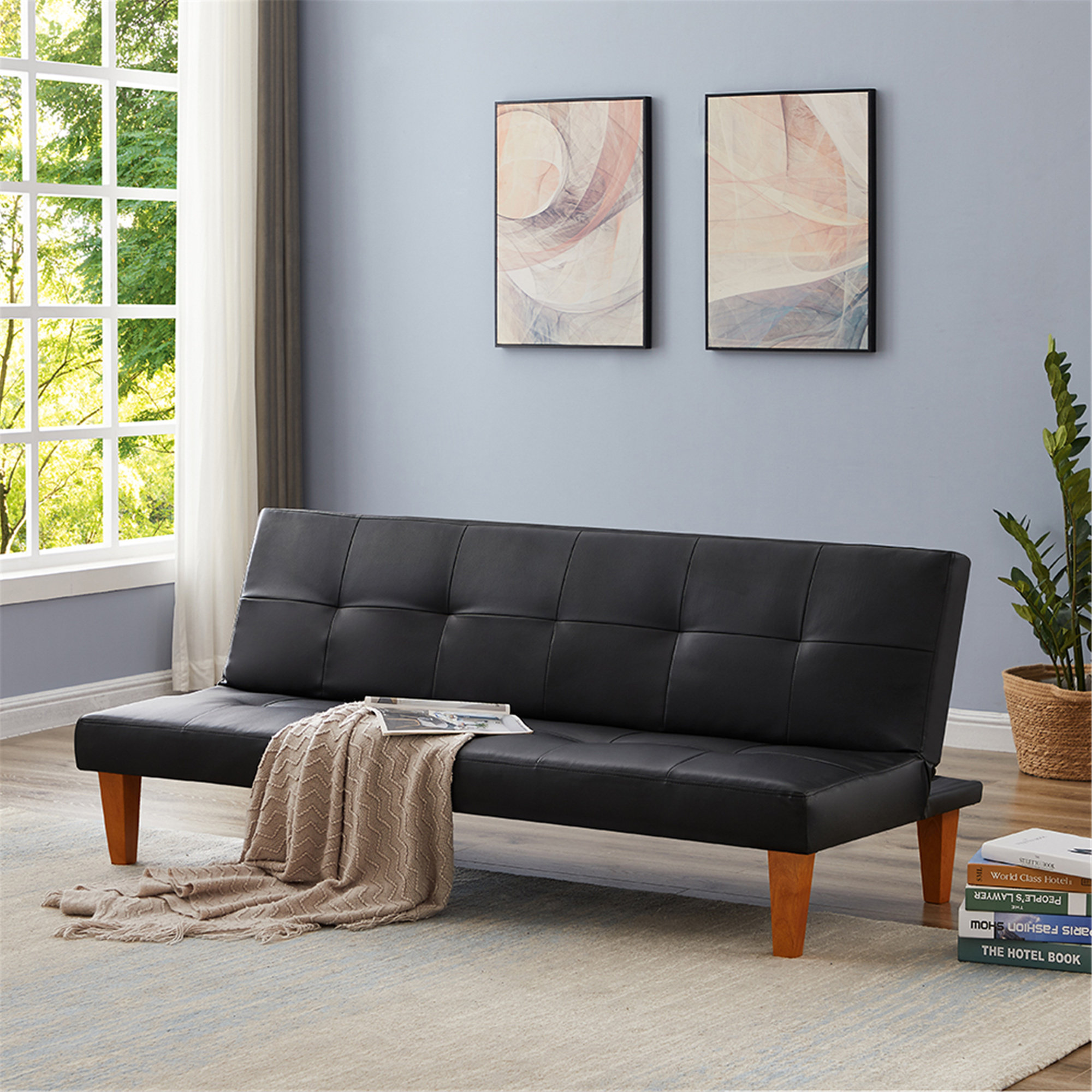 Ebern Designs 68.11'' Vegan Leather Sleeper Sofa | Wayfair