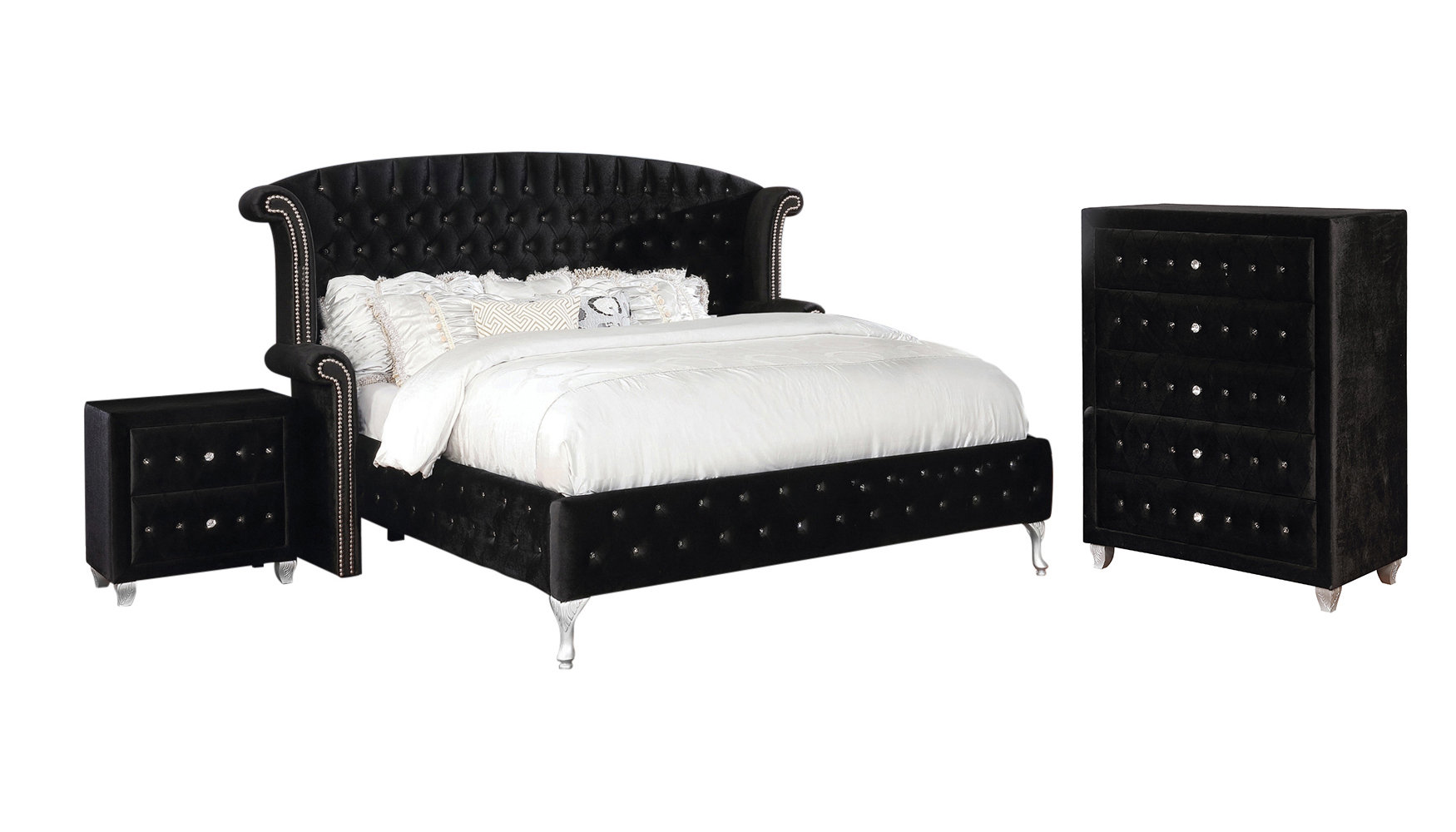 CDecor Home Furnishings Audrey 3Piece Upholstered Bedroom Set with Chest Wayfair