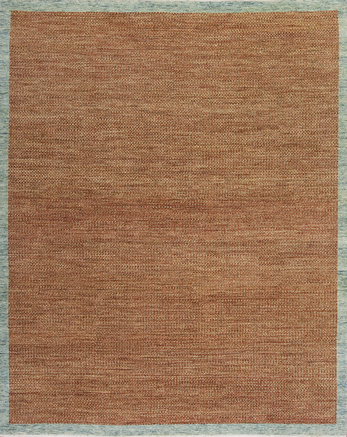 Samad Rugs Textures Handmade Hand-Knotted Wool Brick/Aqua Rug | Wayfair