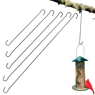 BWOLE 6 Pcs 11.8 Inch Metal Tree Branch S Hook Black Bird Feeder Hook Rustproof Stainless Steel Hooks for Bird House Plants Baskets Lanterns 