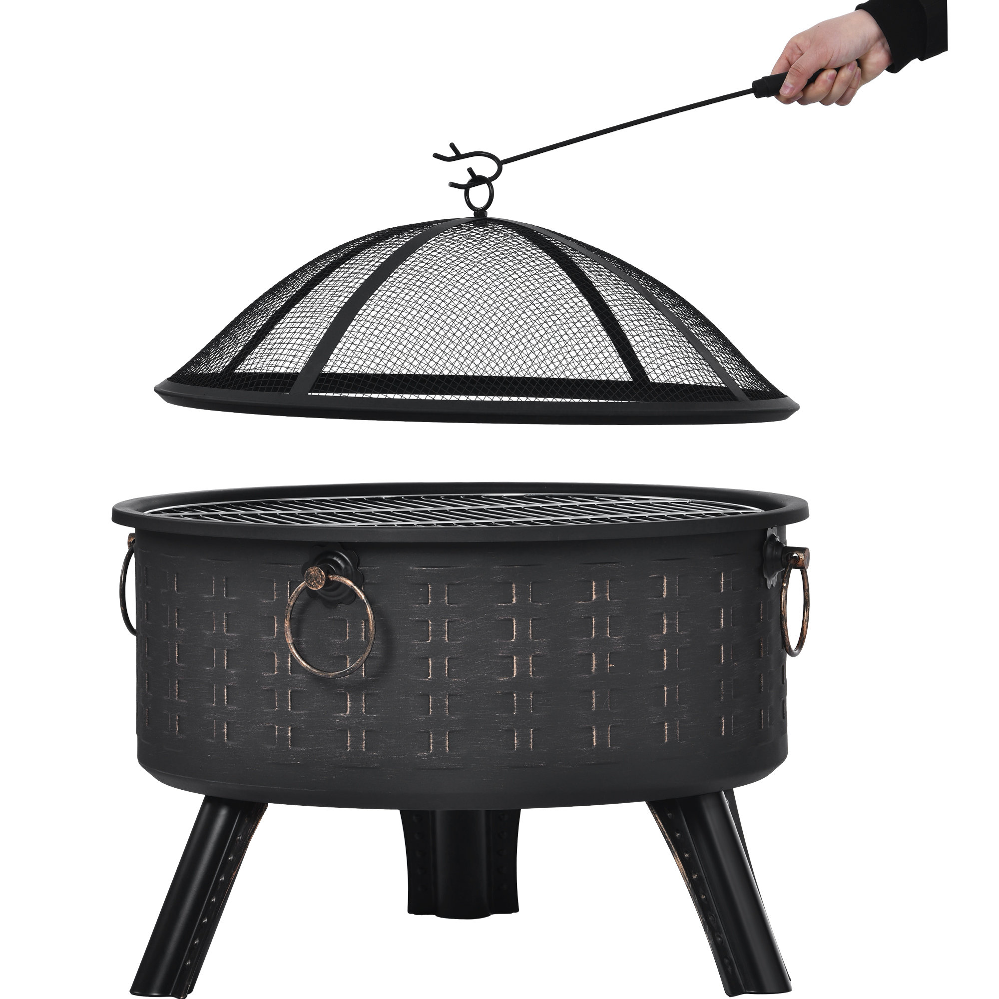 H.J Wedoo 67Cm H x 64Cm W Steel Outdoor Fire Pit with Lid Wayfair.co.uk