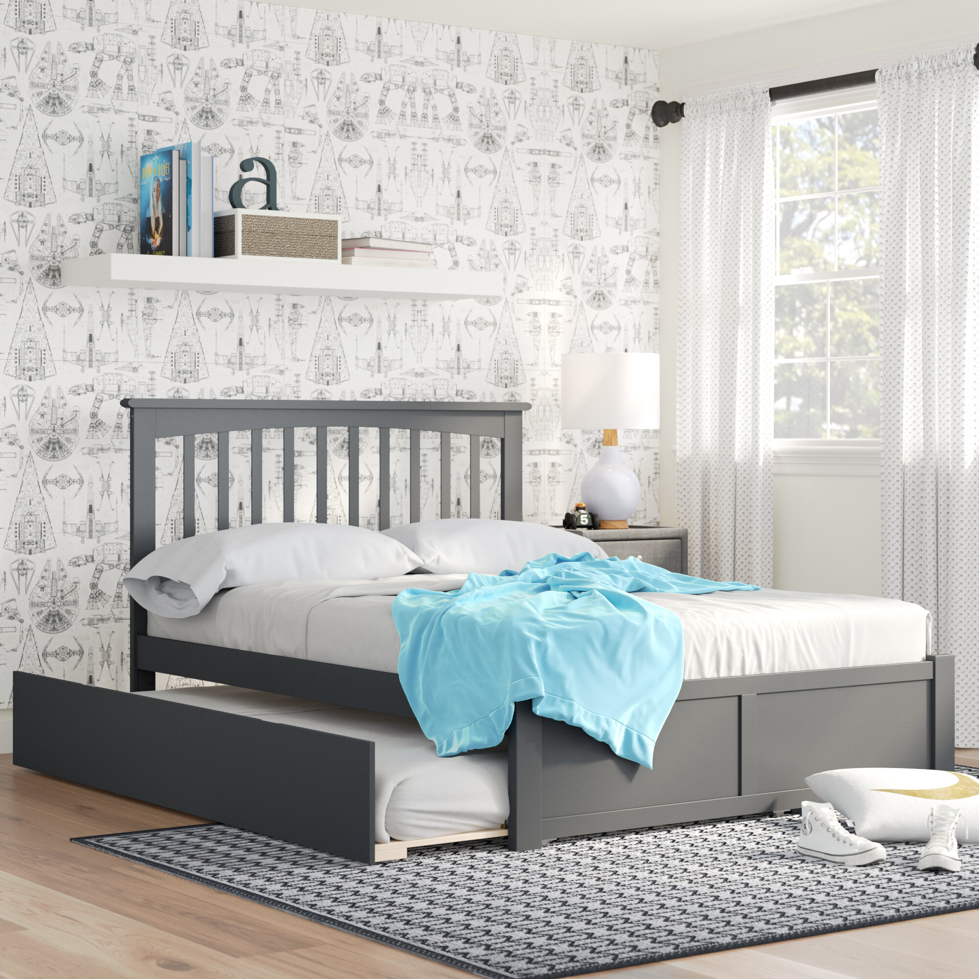 Gracie Oaks Jailin Full Solid Wood Platform Bed with Trundle by Gracie Oaks  & Reviews | Wayfair