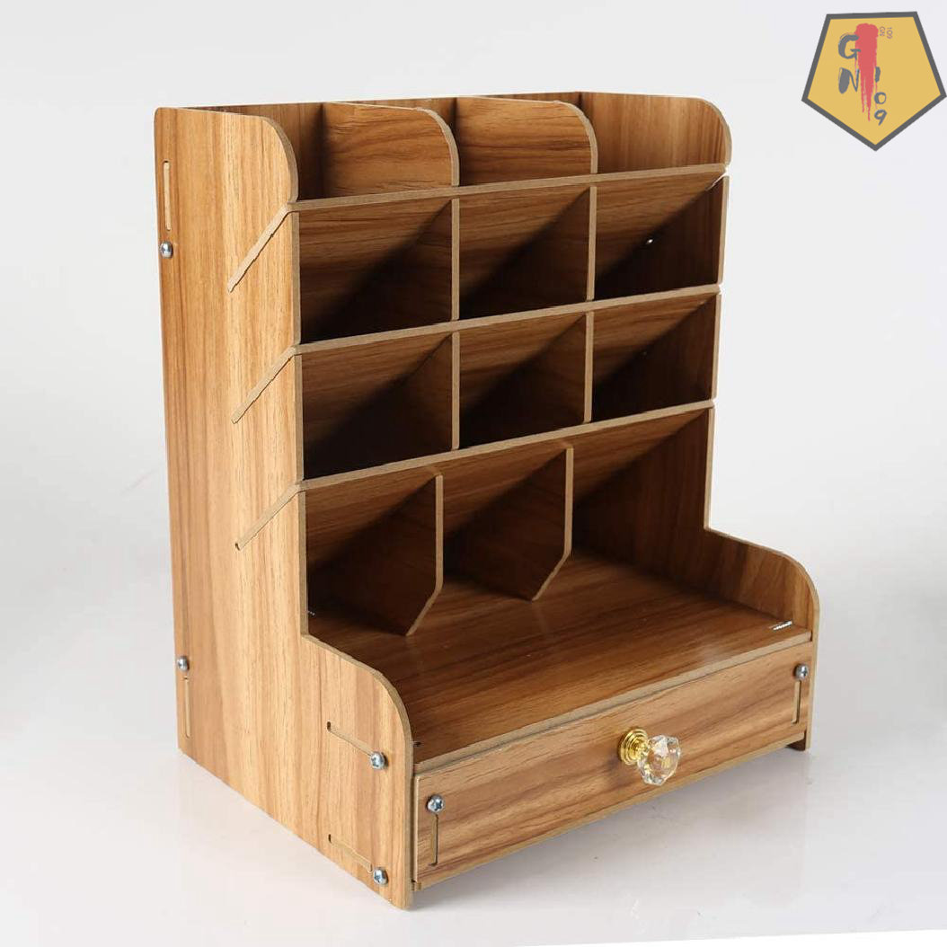 Latitude Run® Wooden Desktop Organizer With Drawers, Desk Organizer