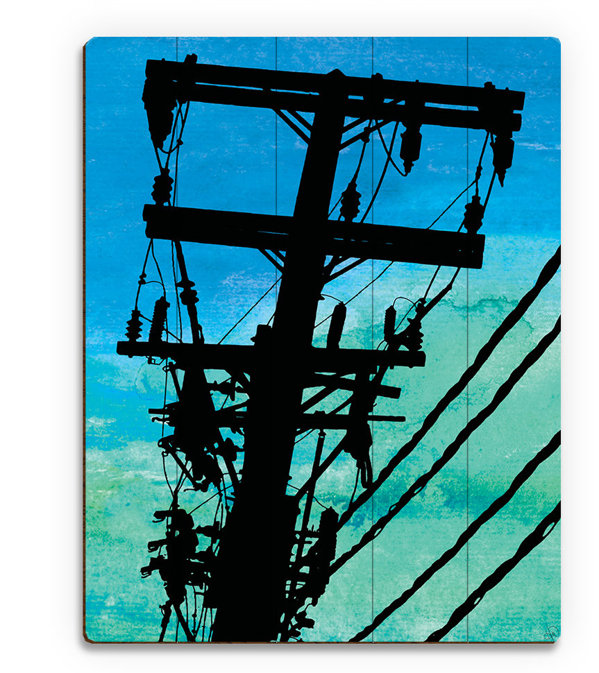 Click Wall Art Power Lines On Turquoise Graphic Art on Wood Wayfair