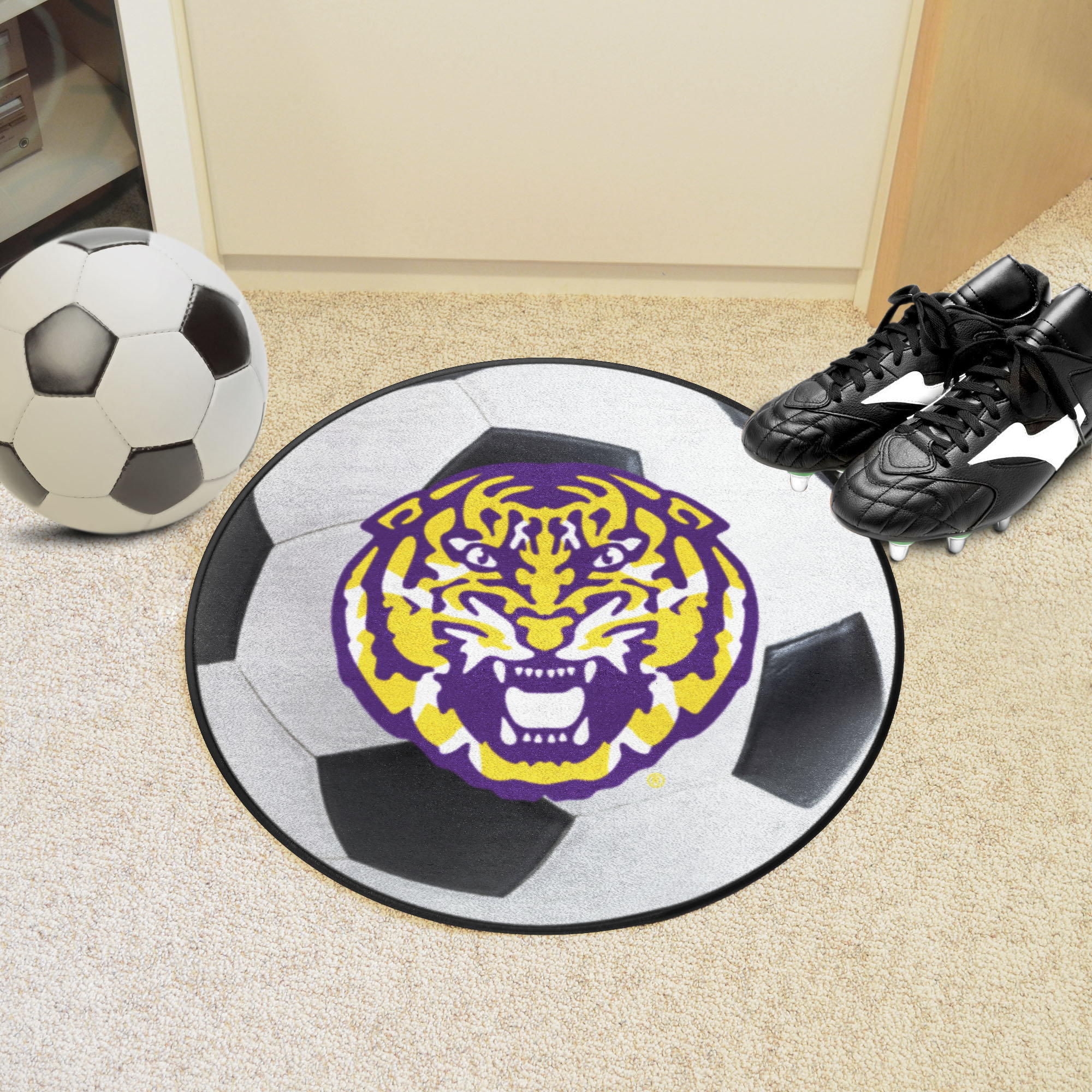 FANMATS LSU_LSU Tigers Soccer Ball Rug - 27In. Diameter | Wayfair