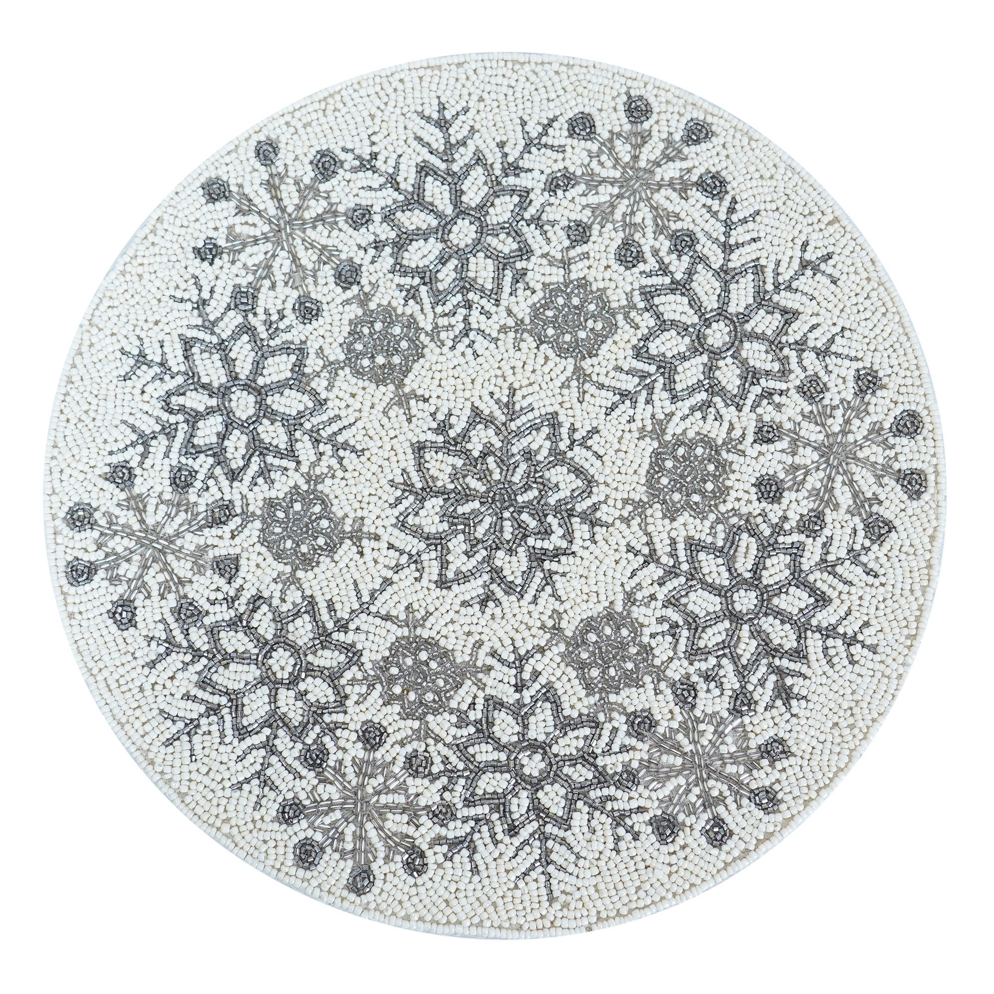 Trunkin' Frosty Bead Embroidered Placemat (Set Of 2) Glass Beads