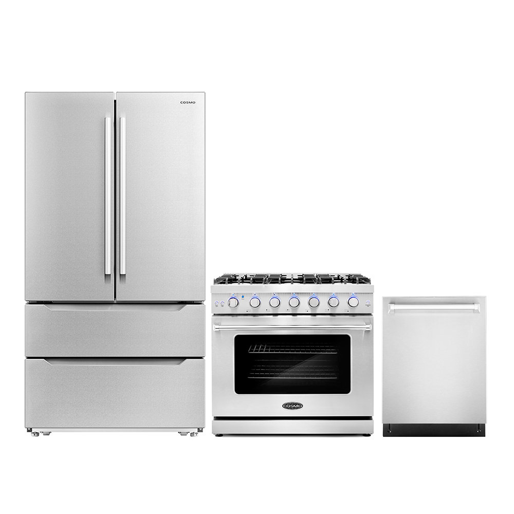 Cosmo 3 Piece Kitchen Package with 36" Gas Range 24" Dishwasher