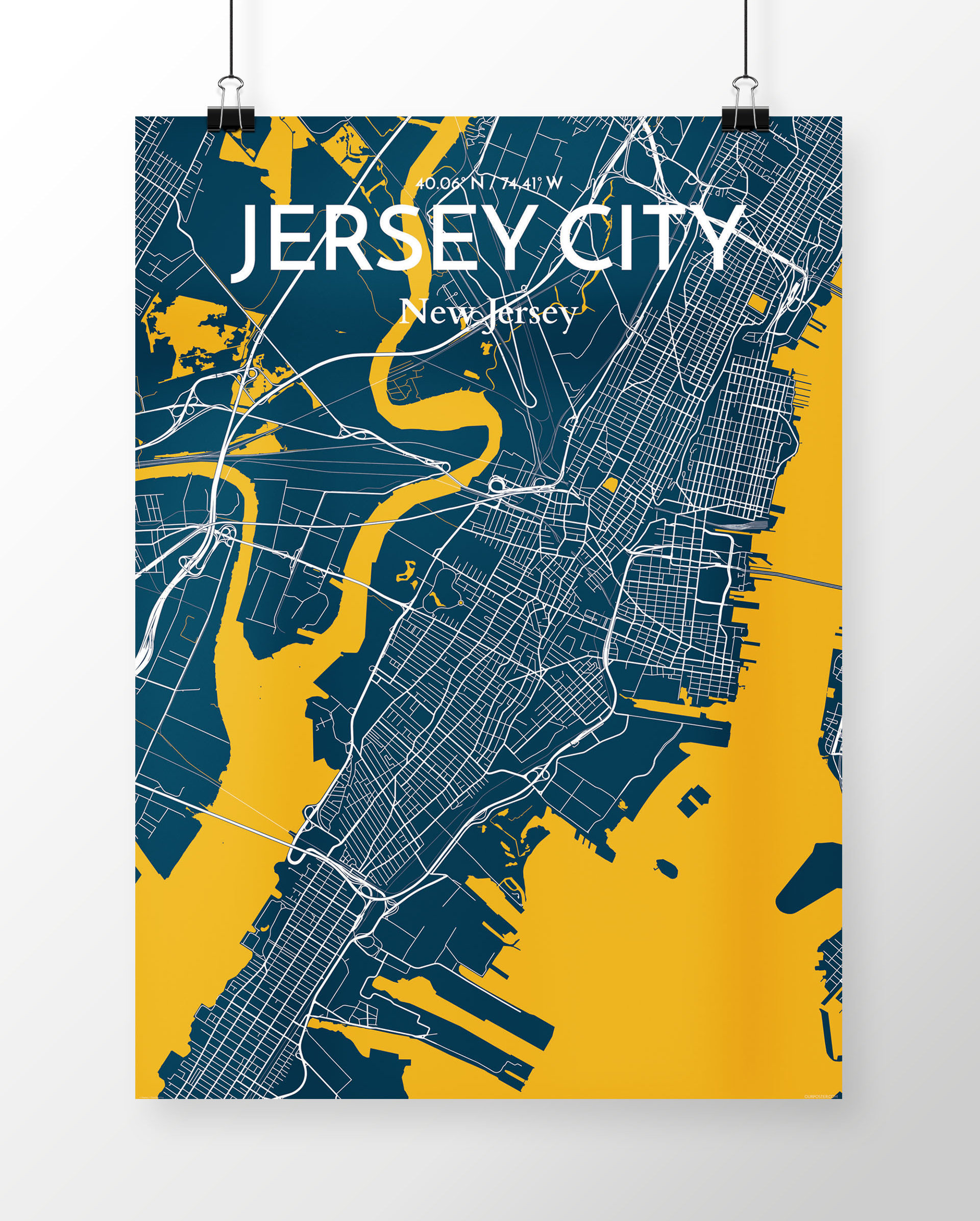 Wrought Studio Jersey City Map Unframed Graphic Art Wayfair