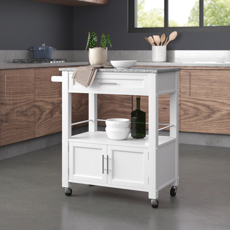 Ager 30'' Wide Rolling Kitchen Cart with Granite Top
