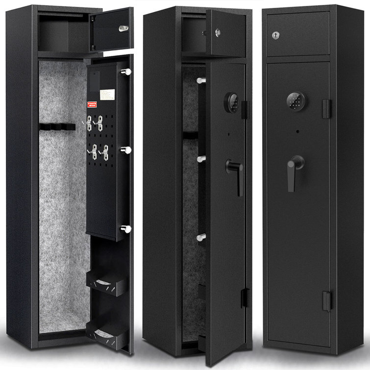 1 Gun Rifle Shotgun Storage Cabinet Security Steel Safe Key & Combination Lock 