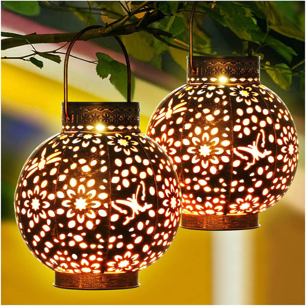 LED Solar Power Lantern Retro Hanging Light Outdoor Garden Yard Lawn Decor Lamp 