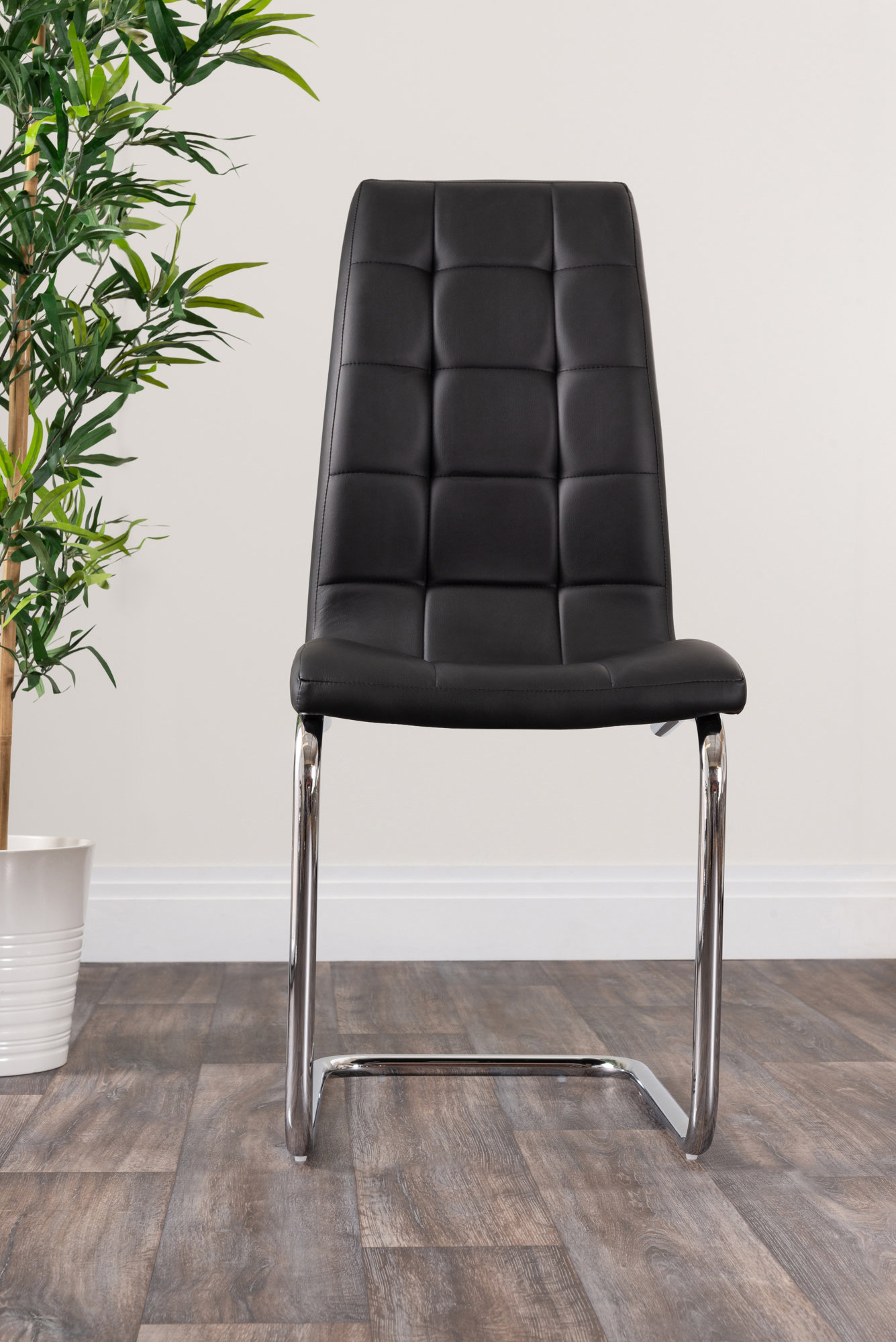 Canora Grey Chowchilla Faux Leather Cushioned Chrome Cantilever Leg