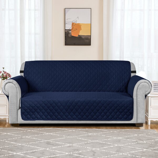 Kids Furniture Protector Quilted Microfiber Sofa Cover Chair Throw Blue/Gray 