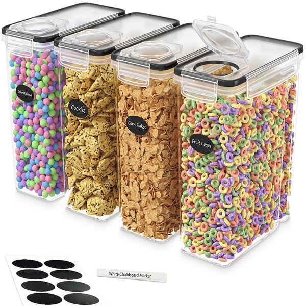 Set of 3 Large Cereal & Dry Food Storage Containers BPA-Free Plastic Container 