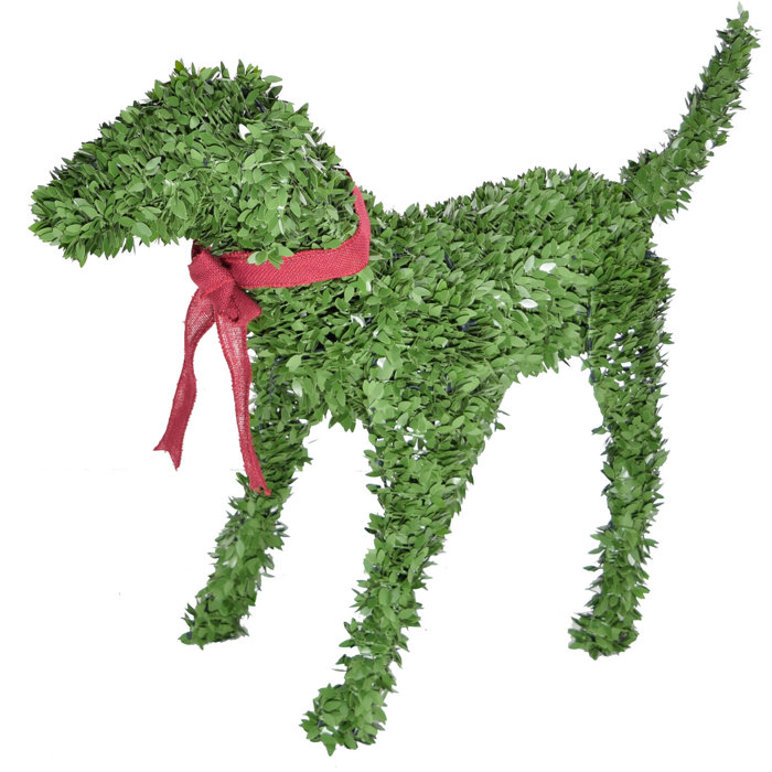 The Holiday Aisle® Boxwood Puppy Dog Garden Topiary | Wayfair