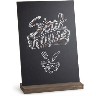 Set of 6 Mini Tabletop Chalkboard Signs with Rustic Wood Stands 5 x 6-inch 